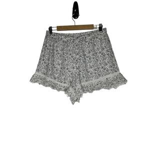 NWT American Eagle Women Shorts Large Floral Print Eyelet Ruffle Hem Linen Blend